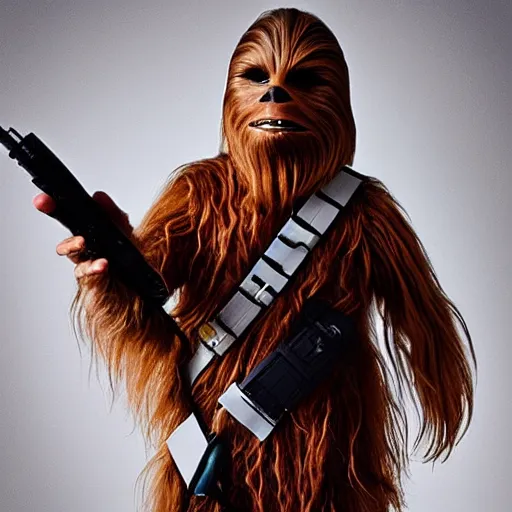 Prompt: chewbacca as a fashion model, instagram selfie, hidden product advertisement