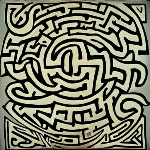 Prompt: the maze of madness, chthulhu, by picasso, intricate