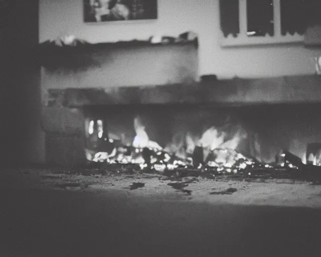 Prompt: a movie still from 'A Goose Set my House on Fire', 40mm tape, film roll, grainy