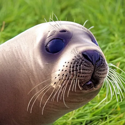 Image similar to seal pup with the face of a clown