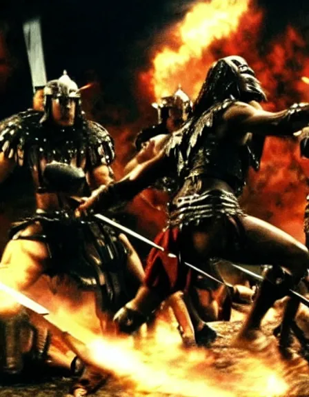 Image similar to epic battle screen, film still from the movie'3 0 0'( 2 0 0 6 )