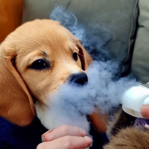 Image similar to puppy vaping