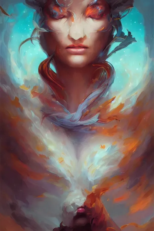 Image similar to fire and ice, portrait, wlop, peter mohrbacher, artgerm