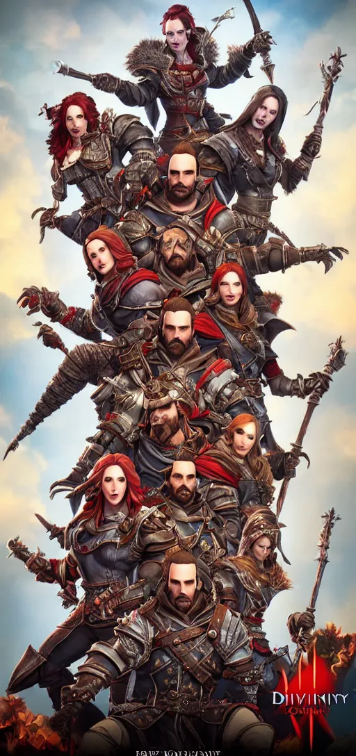 Image similar to divinity original sin 2 movie poster, high detail