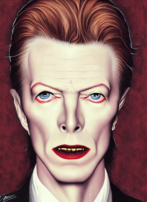 Image similar to twin peaks poster art, portrait of david bowie in search of lost time, by michael whelan, rossetti bouguereau, artgerm, retro, nostalgic, old fashioned