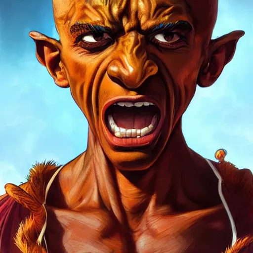 Image similar to apu nahasapeemapetilon as dhalsim from street fighter, 4 k, ultra realistic, detailed focused art by artgerm and greg rutkowski and alphonse mucha