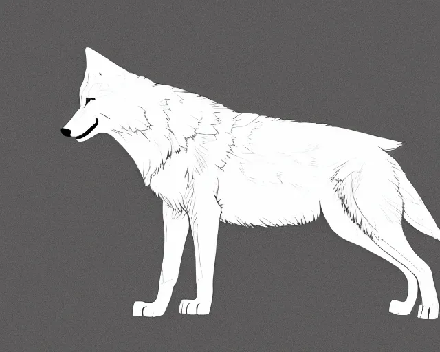 Image similar to digital art of a full-body outline of a wolf, simple, no color, high quality, HD, 8K,