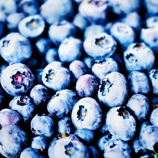 Prompt: fistful of blueberries, impressionistic, wide shot, colorful, dramatic