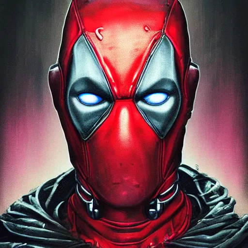 Prompt: portrait of Deadpool, cameras, melting ,8k,by tristan eaton,Stanley Artgermm,Tom Bagshaw,Greg Rutkowski,Carne Griffiths, Ayami Kojima, Beksinski, Giger,trending on DeviantArt,face enhance,hyper detailed,minimalist,cybernetic, android, blade runner,full of colour W 1024