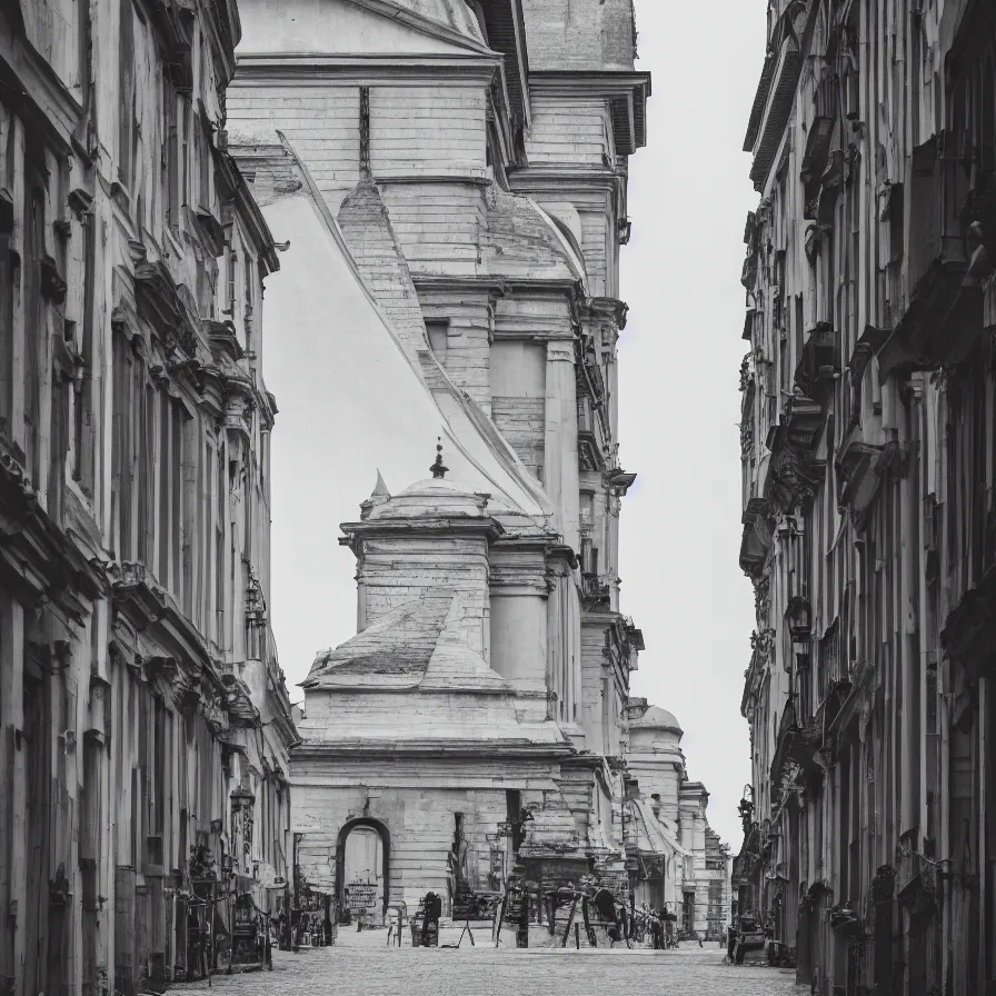 Prompt: a antique street with huge neoclassical pyramid, by etienne - louis boullee, leica sl 2 5 0 mm, heavy grain, high quality, high detailed