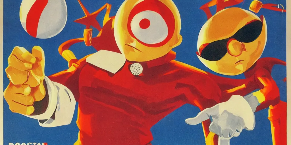 Image similar to Doctor Eggman, soviet propaganda poster,