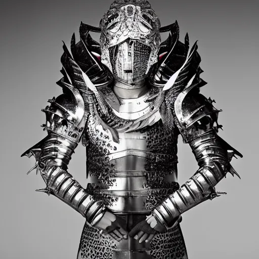 Image similar to a portrait of a beautiful young male wearing an alexander mcqueen armor made of dragon skin , photographed by andrew thomas huang, artistic