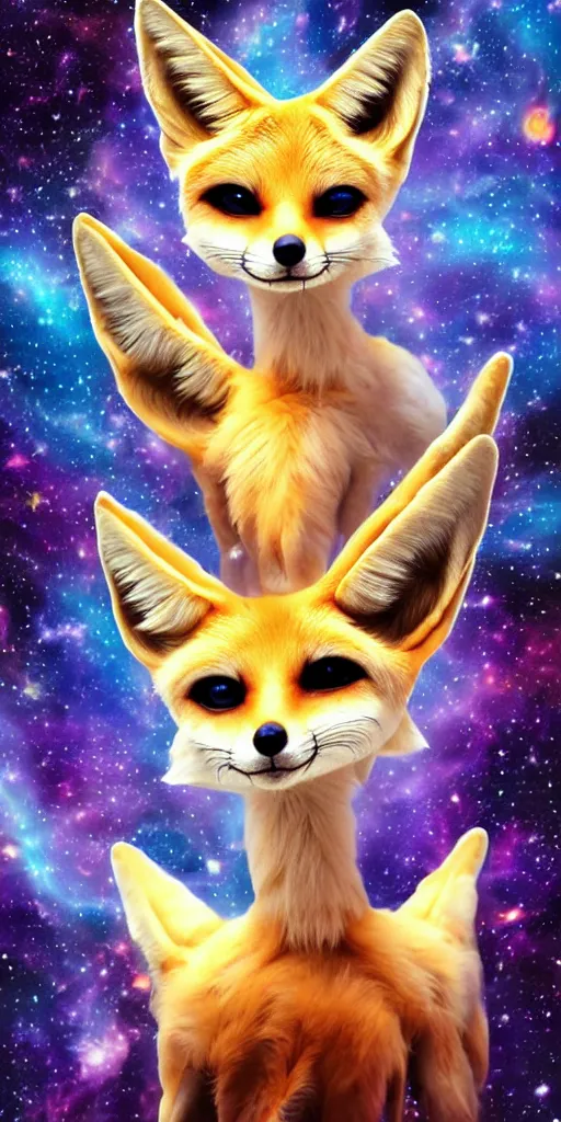 Image similar to a humanoid fennec fox being, the absolute master and creator of the universe with infinite wisdom and cosmos inter - dimensional connection, incredible digital art, realistic, masterpiece