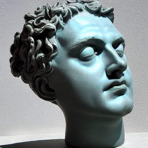 Image similar to 3 d renaissance statue head, mix with neon art, highly detailed