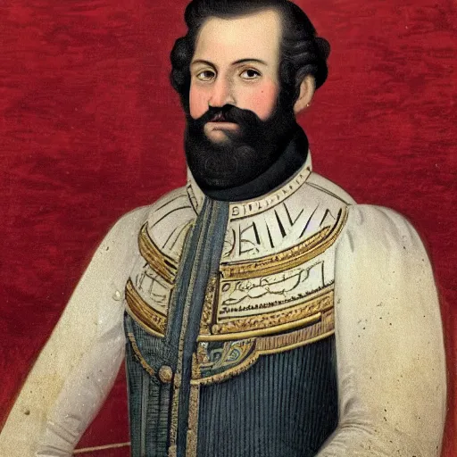 Prompt: portrait of a portuguese emperor, 1 8 0 0 s style, colored, white beard