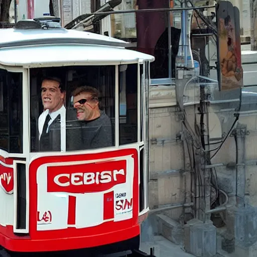 Image similar to a cablecar that looks like jim carrey