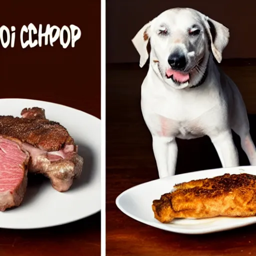 Image similar to dog versus pork chop