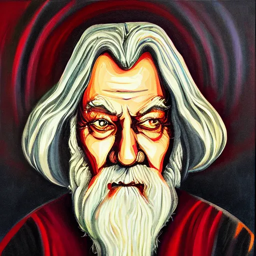 Image similar to gandalf as art deco, painting