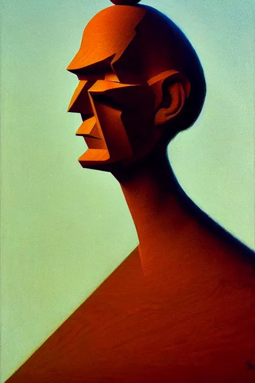 Image similar to a puppet made of wood, edward hopper and james gilleard zdzislaw beksisnski higly detailed