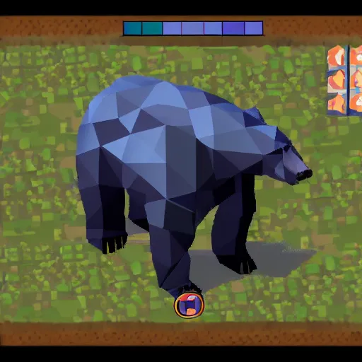 Image similar to image of an rpg bear enemy with low poly ps 1 graphics, upscaled to high resolution