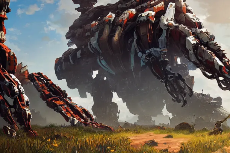 Image similar to burrower machine mecha animal beast robot of horizon forbidden west horizon zero dawn bioluminiscence global illumination ray tracing hdr fanart arstation by sung choi and eric pfeiffer and gabriel garza and casper konefal