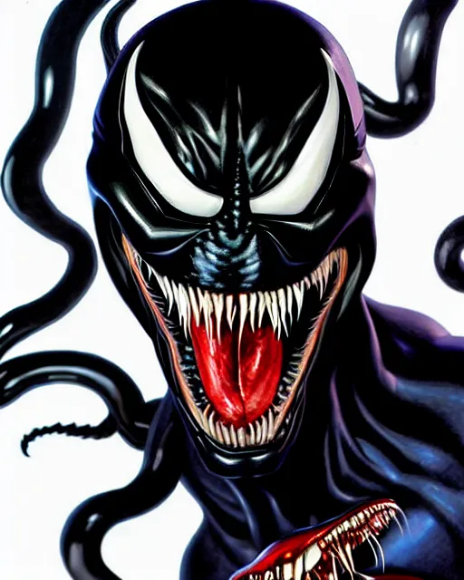 Image similar to a portrait of Venom by Javier Garron, Gerardo Sandoval and Clayton Crain