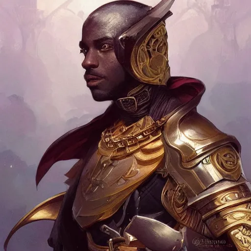 Image similar to portrait of slave knight alphonso, elegant, intricate, headshot, highly detailed, digital painting, artstation, concept art, sharp focus, illustration, art by artgerm and greg rutkowski and alphonse mucha