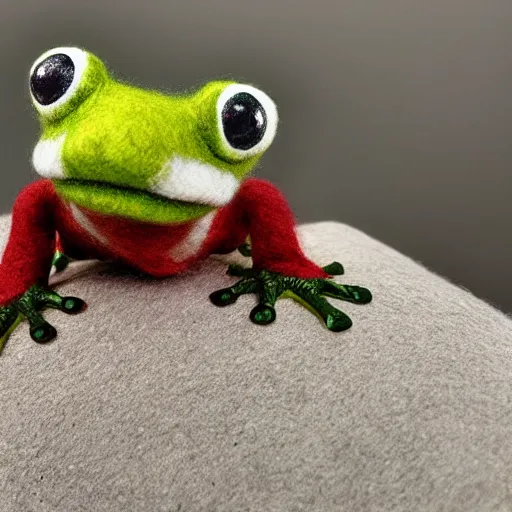 Image similar to frog sock puppet, kawai, wool, photorealistic, very detailed, 4 k