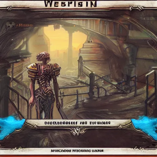 Image similar to dystopian trading card, rpg game art, the whispering wind golemn