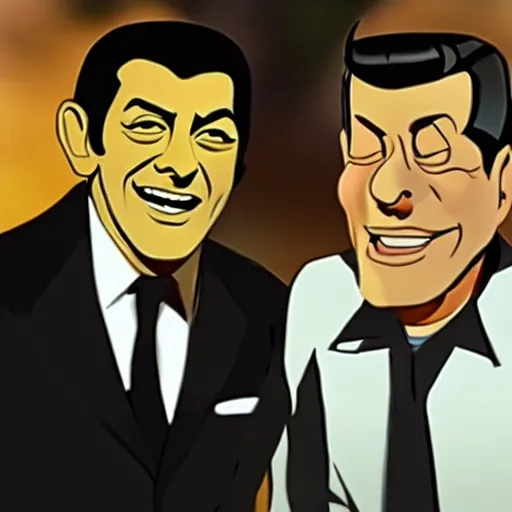 Prompt: Dean Martin and Jerry Lewis in the style of road to Eldorado