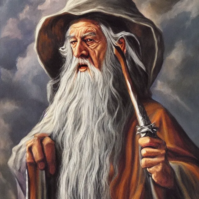 Image similar to gandalf as deity, painting