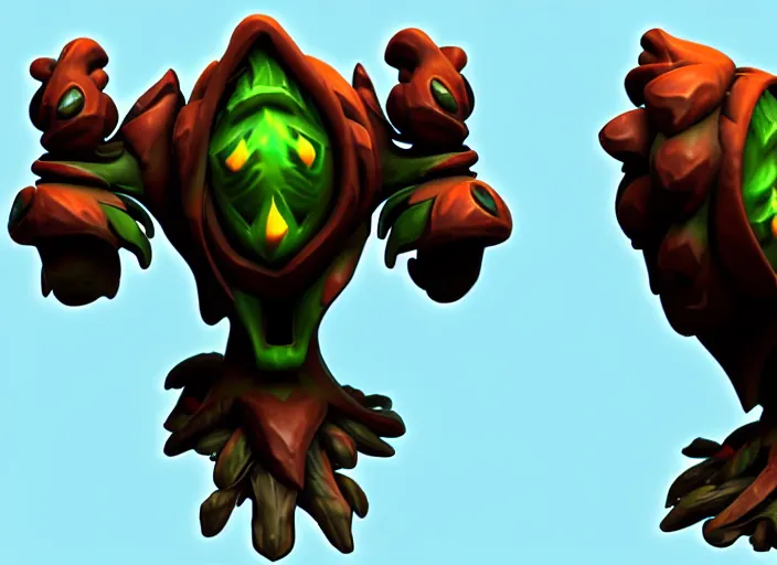 Prompt: festeroot treant head, stylized stl, 3 d render, activision blizzard style, hearthstone style, darksiders art style