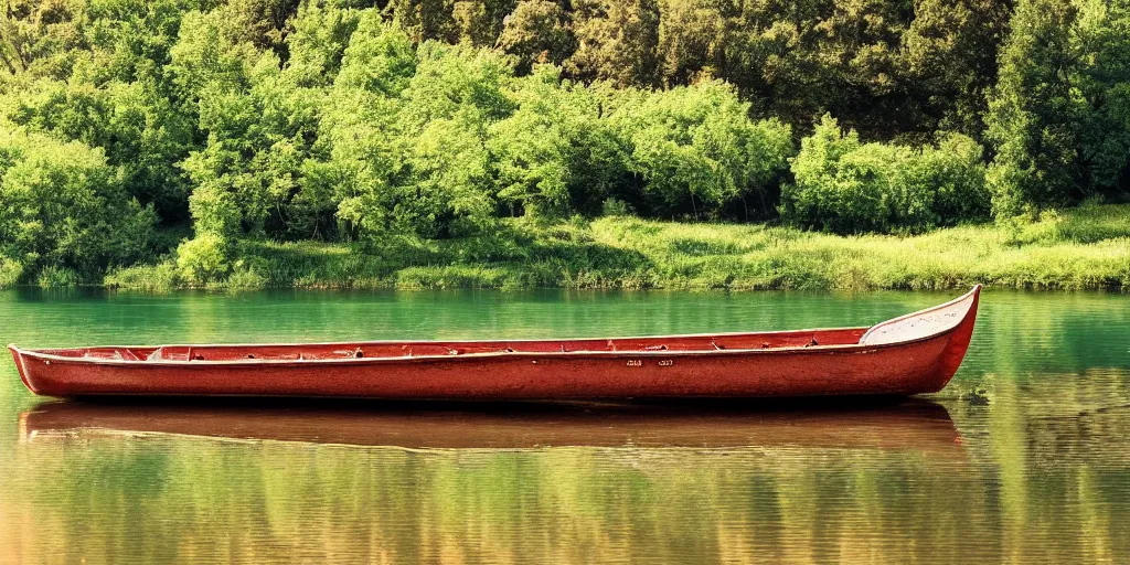 Image similar to photo of small row boat on a lake, landscape, beautiful, elegant, award winning photograph, highly detailed, high resolution photo, trending on artstation,