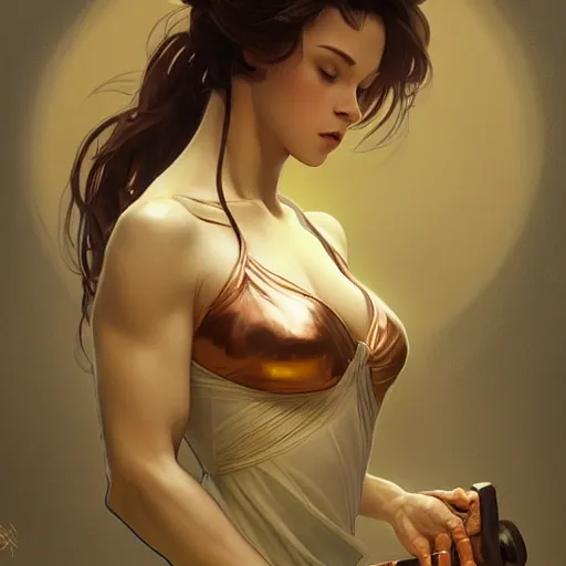 Prompt: Dumbbell, intricate, elegant, highly detailed, digital painting, artstation, concept art, smooth, sharp focus, illustration, art by artgerm and greg rutkowski and alphonse mucha