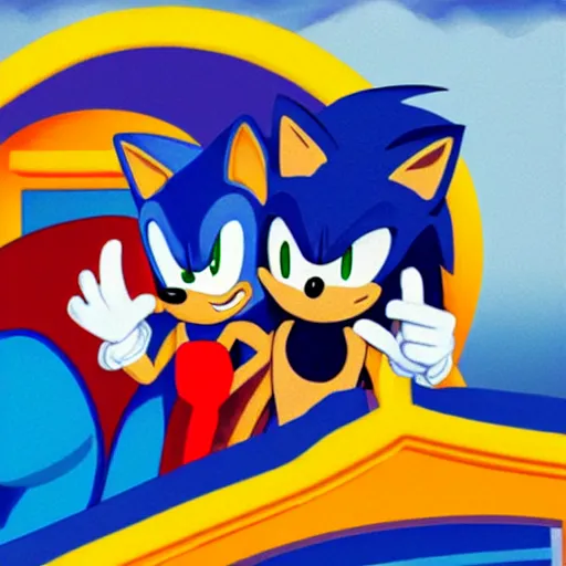 Image similar to Sonic the Hedgehog and Shadow the Hedgehog in a gondola in Venice, moonlit sky, romantic, award winning