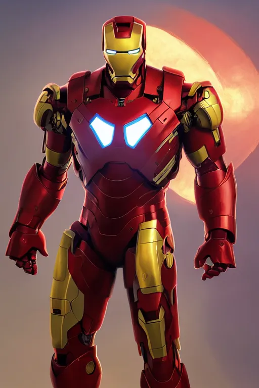 Image similar to epic russian iron man portrait stylized as fornite style game design fanart by concept artist gervasio canda, behance hd by jesper ejsing, by rhads, makoto shinkai and lois van baarle, ilya kuvshinov, rossdraws global illumination radiating a glowing aura global illumination ray tracing hdr render in unreal engine 5