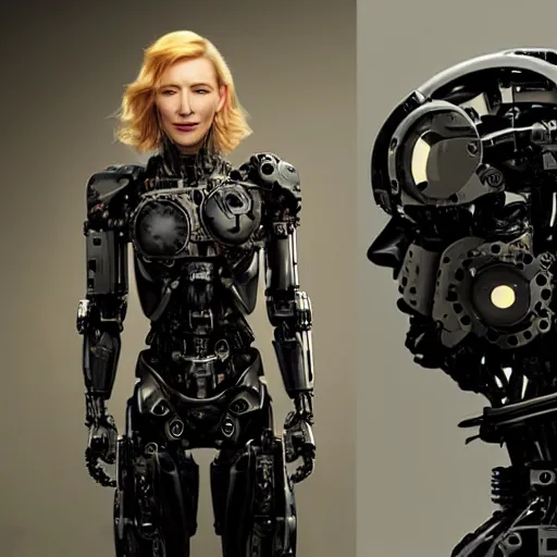 Image similar to mechanical war cyborg cate blanchett