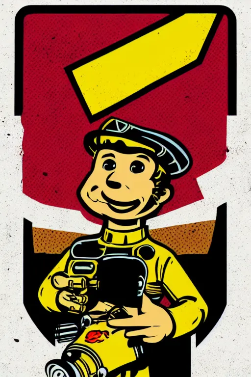 Image similar to fallout 7 6 retro futurist illustration art by butcher billy, sticker, colorful, illustration, highly detailed, simple, smooth and clean vector curves, no jagged lines, vector art, smooth andy warhol style