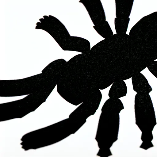 Image similar to book illustration of a tarantula with a machine gun mounted on its back. book illustration, monochromatic, white background, black and white image