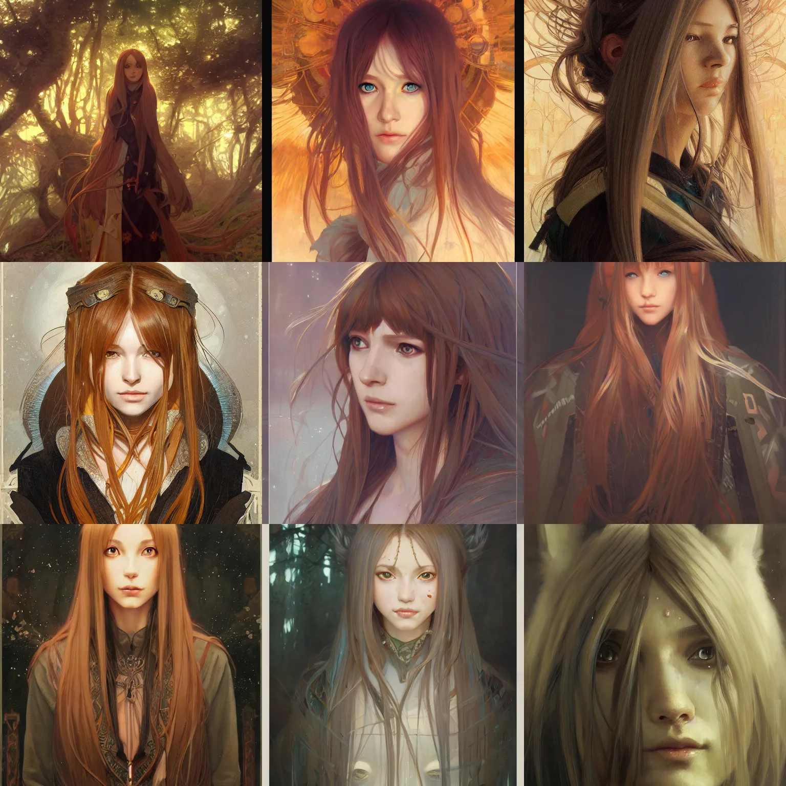 Prompt: a masterpiece portrait painting of holo ( from spice & wolf ), ultra realistic, concept art, intricate details, eerie, highly detailed, photorealistic, trending on artstation, by greg rutkowski and alphonse mucha