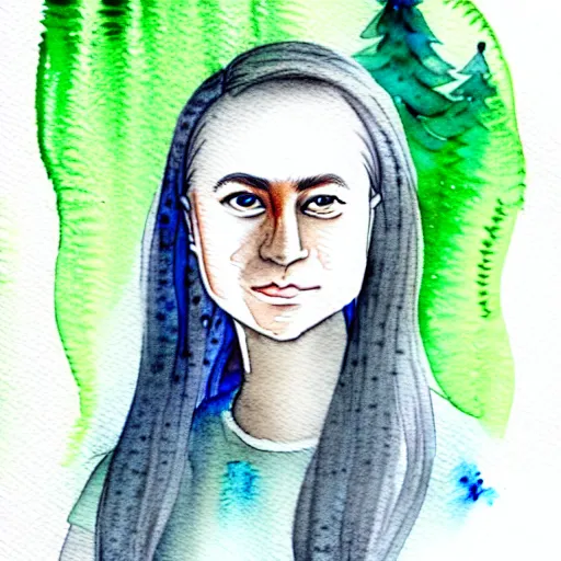 Image similar to a beautiful and very detailed character concept watercolour portrait of sanna!!!!! marin!!!!!, the young female prime minister of finland as a druidic wizard