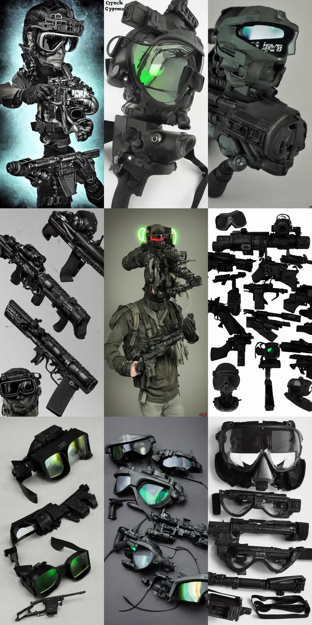 Prompt: cyperpunk special ops commander, night vision googles, futuristic gun