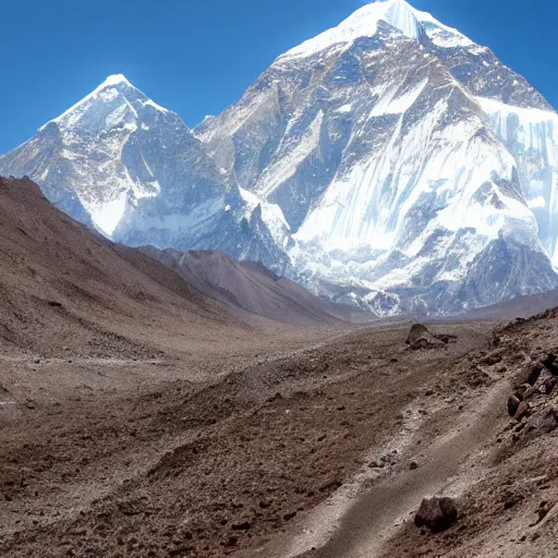 Prompt: highly detailed photo taken from the base of mount everest