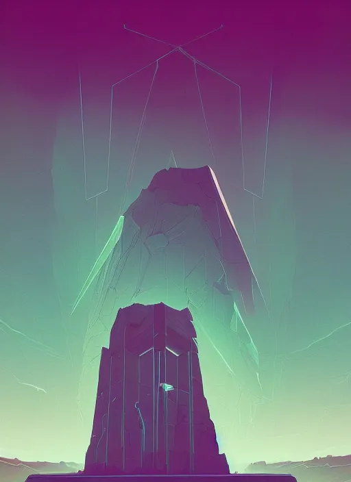 Image similar to cartoon of a desert landscape with a huge monolith in the shape of a tesseract in the background, digital art by kilian eng, cgsociety, afrofuturism, tesseract, sci - fi, future tech