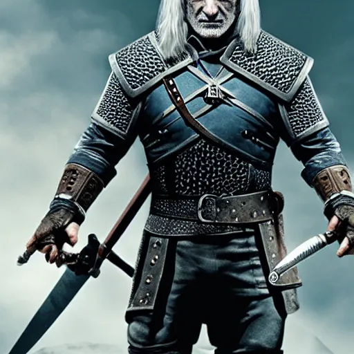 Image similar to bill murray as geralt of the witcher, promotional art