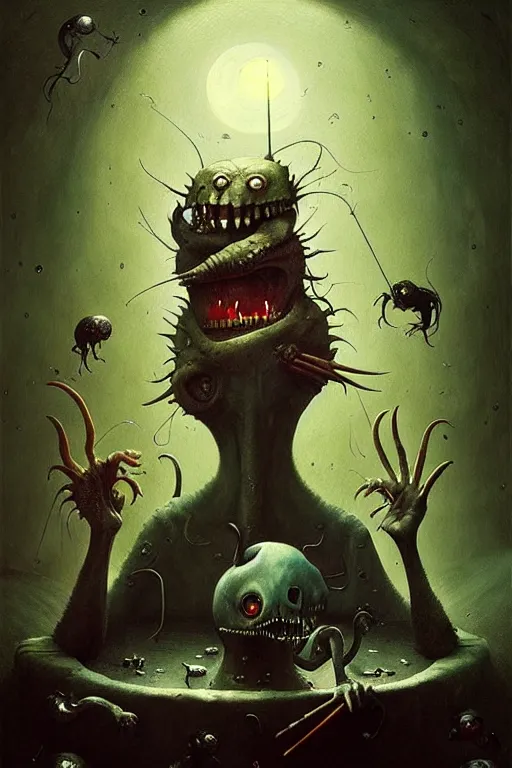 Prompt: hieronymus bosch, greg rutkowski, anna podedworna, painting of aaahh!!! real monsters