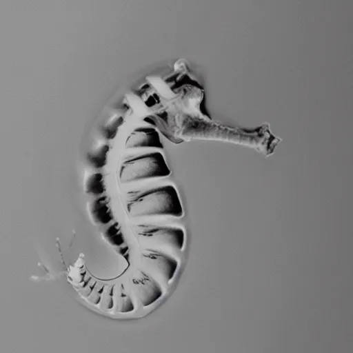 Prompt: x - ray imaging of a seahorse to capture the hidden structures of its bones