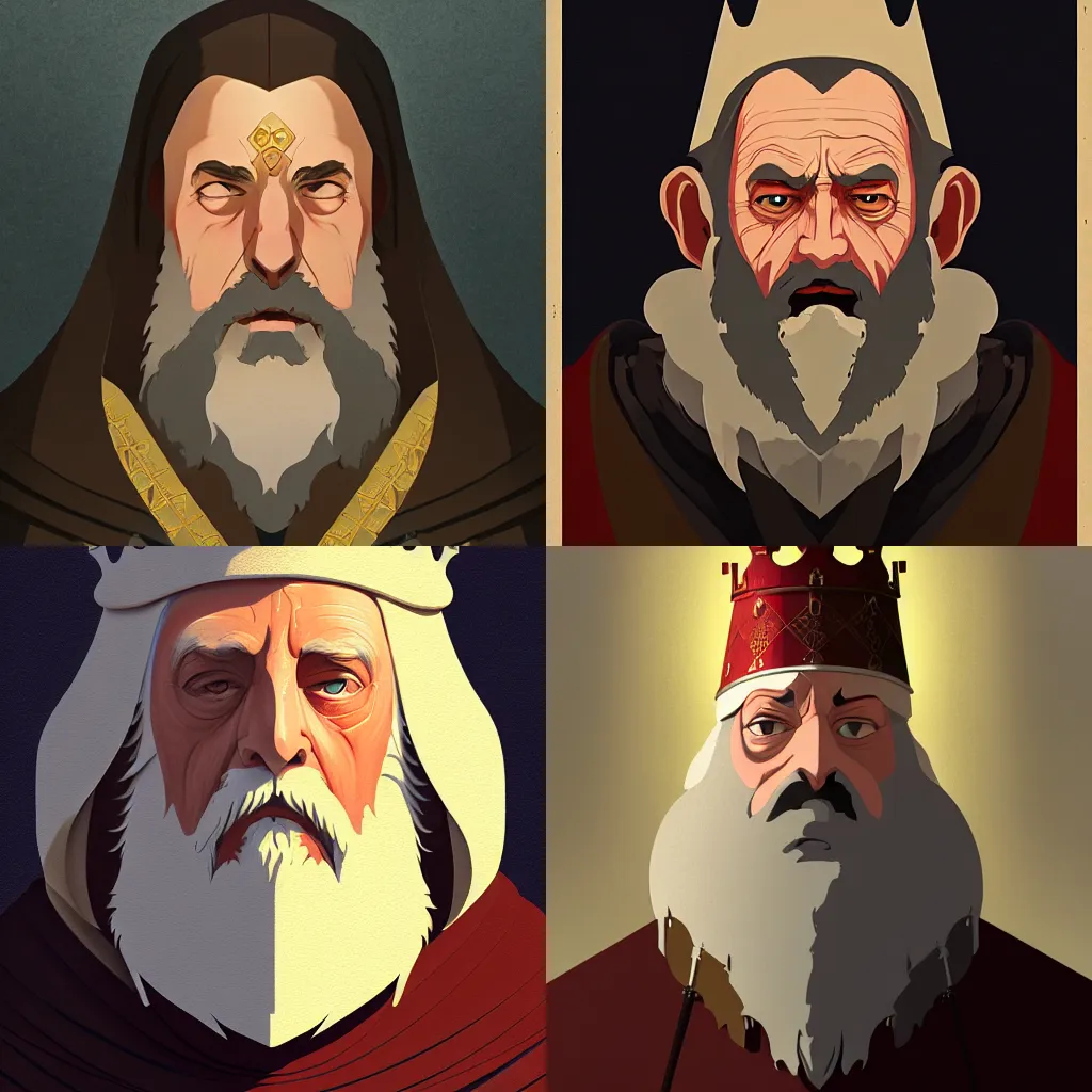 Prompt: portrait of a medieval old king, elegant, digital painting, artstation, concept art, smooth, sharp focus, illustration, art by studio ghibli and fujita goro and tom whalen, 8 k