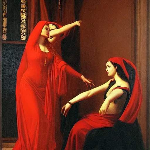 Prompt: devotion to the scarlet woman, classical painting