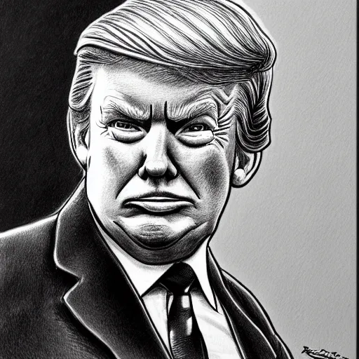 Prompt: a portrait drawing of Donald trump drawn by Robert Crumb